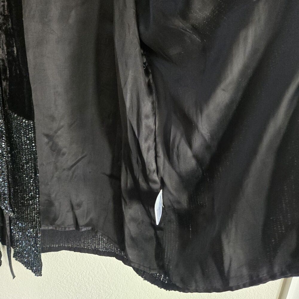 NWT Retrofete Gabrielle Embellished Robe Mini Dress Size S Black VNeck Tie Waist - Picture 9 of 14